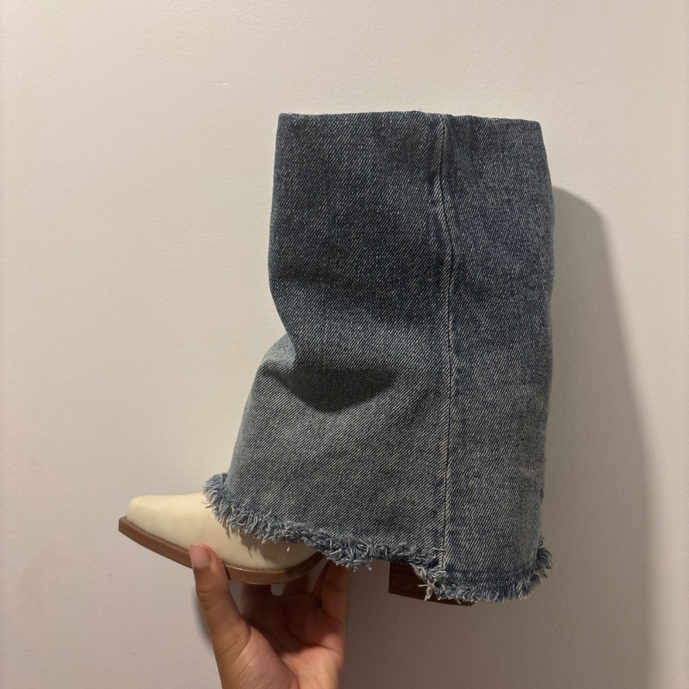 ALDO DENIM FOLDED OVER HEELED BOOTS - Picture 2 of 5